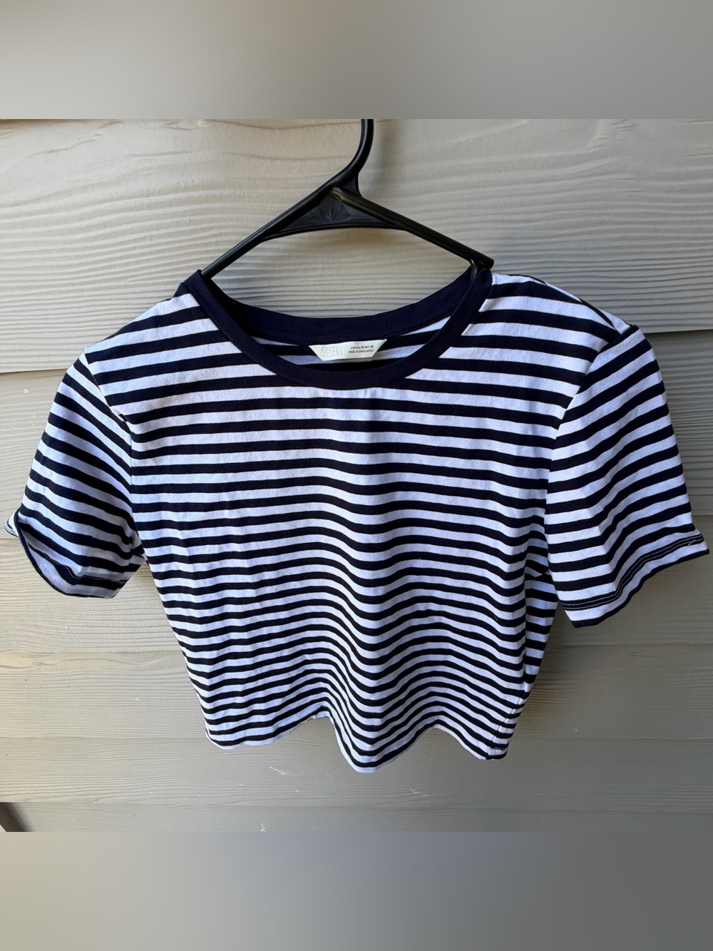 Zara Black and White Striped T-Shirt